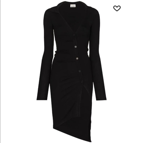Alix Nyc Lanett Button-Up Asymmetric Dress Black - Picture 6 of 11